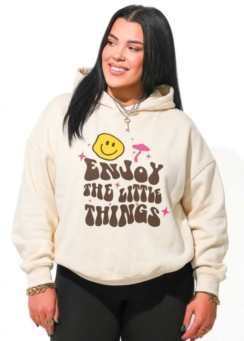 Edikted Size Small “Enjoy The Little Things” Oversized Graphic Hoodie | MSRP$88